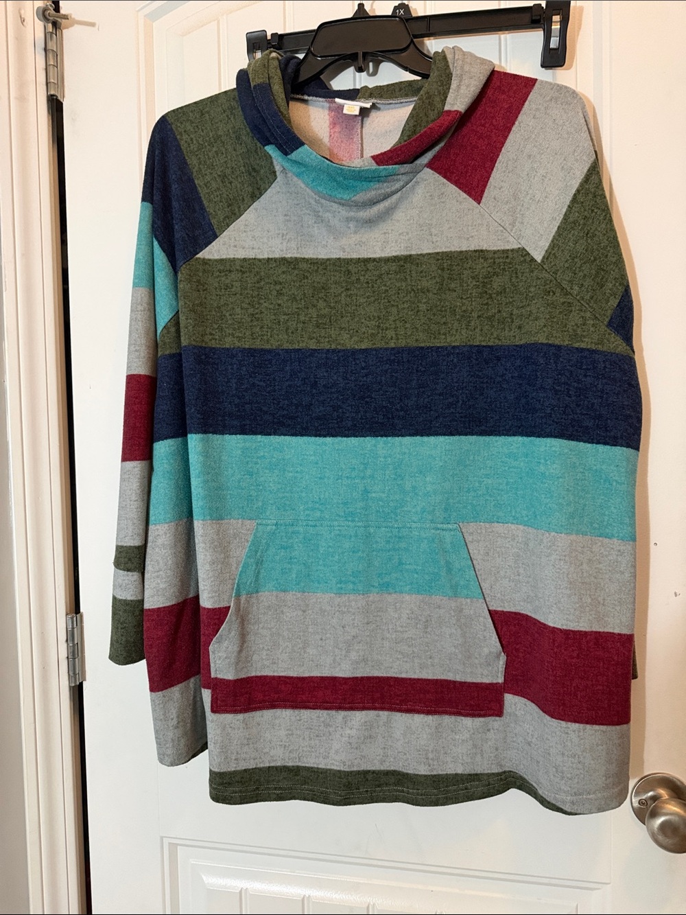 LuLaRoe Striped Cowl Neck Sweater - Teal, Navy, Olive & Burgundy